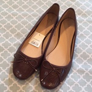 Cato Brown Faux Patent Alligator/Snake Ballet Flats